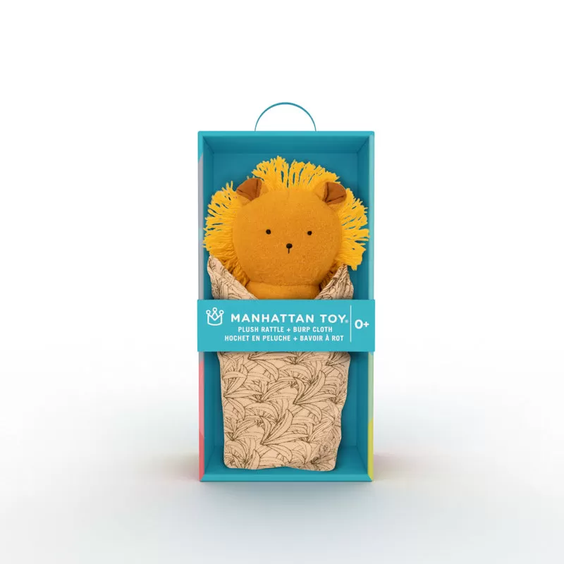 Lion Burp Cloth and Rattle Plush