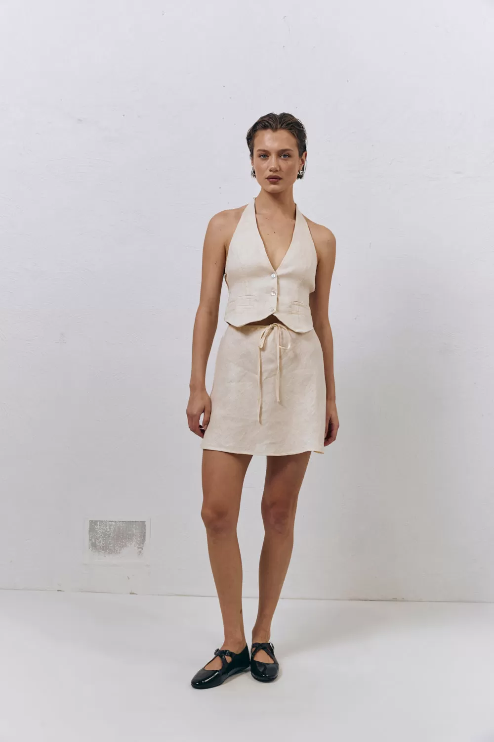 Los Cabos Linen Vest Cream