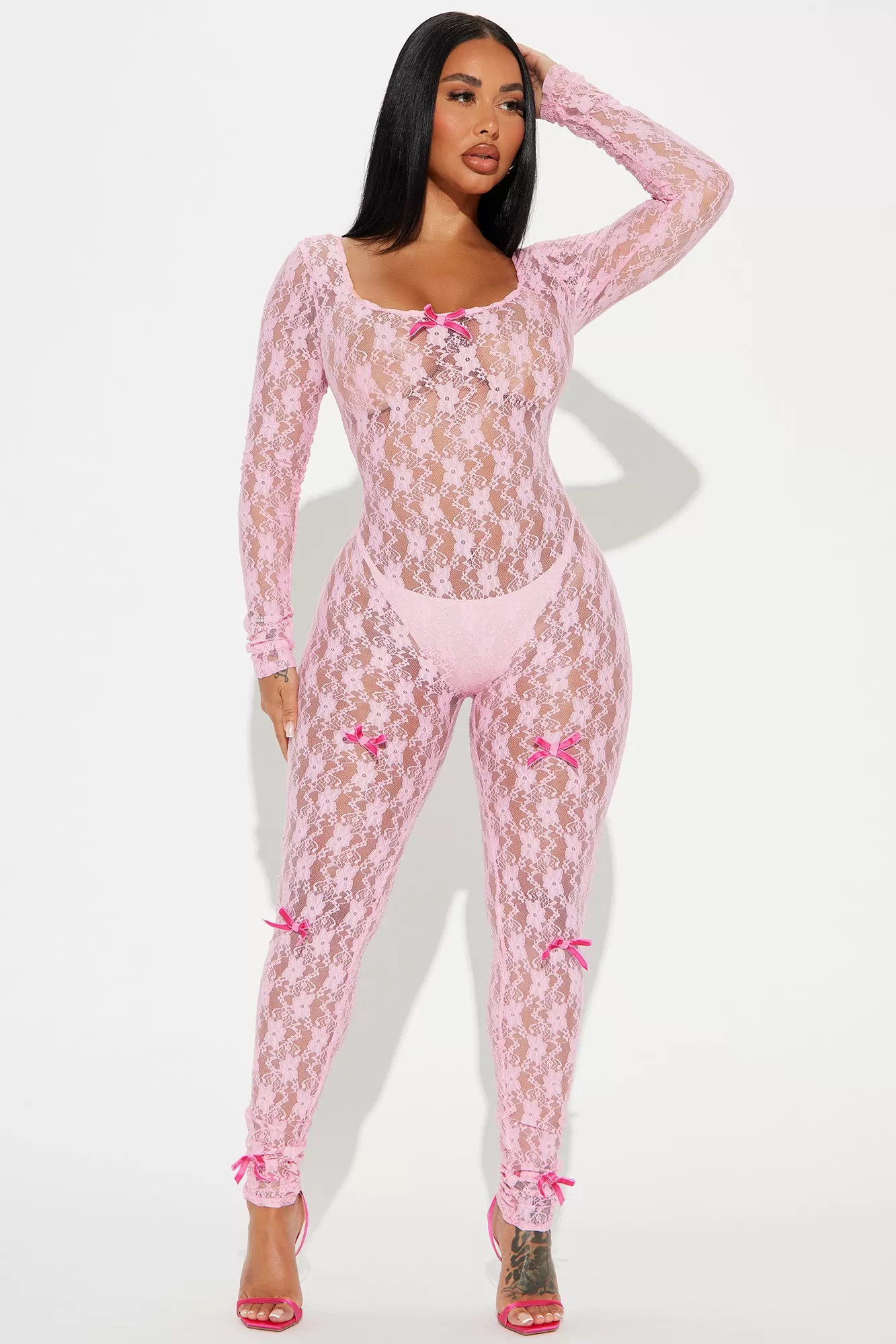 Love In The Sky Lace Jumpsuit - Pink