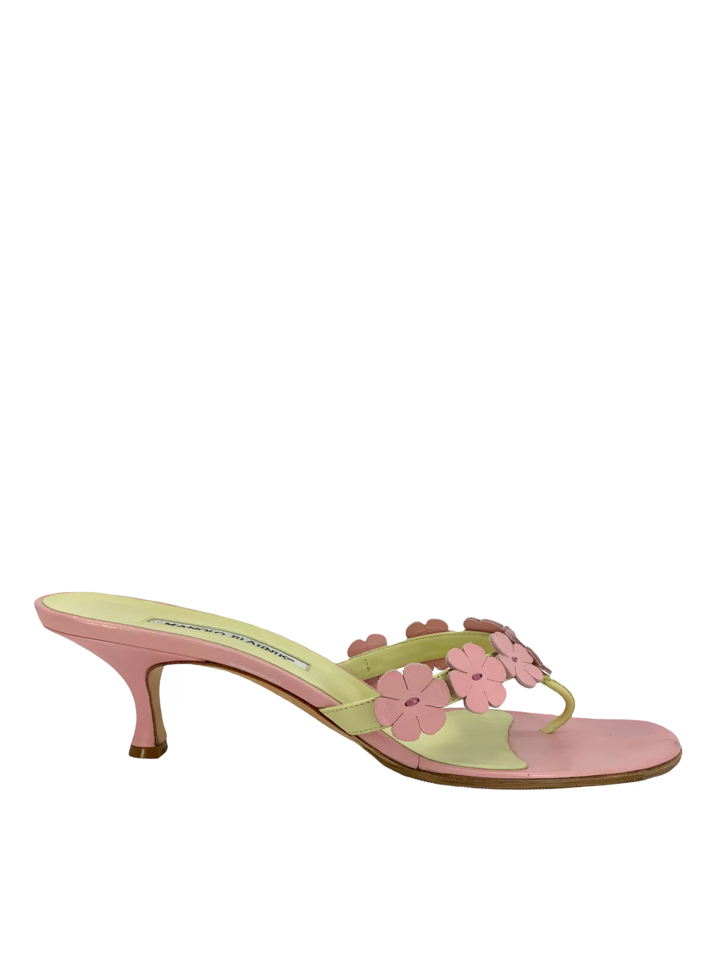 MANOLO BLAHNIK Flower Applique Thong Sandals Size 11