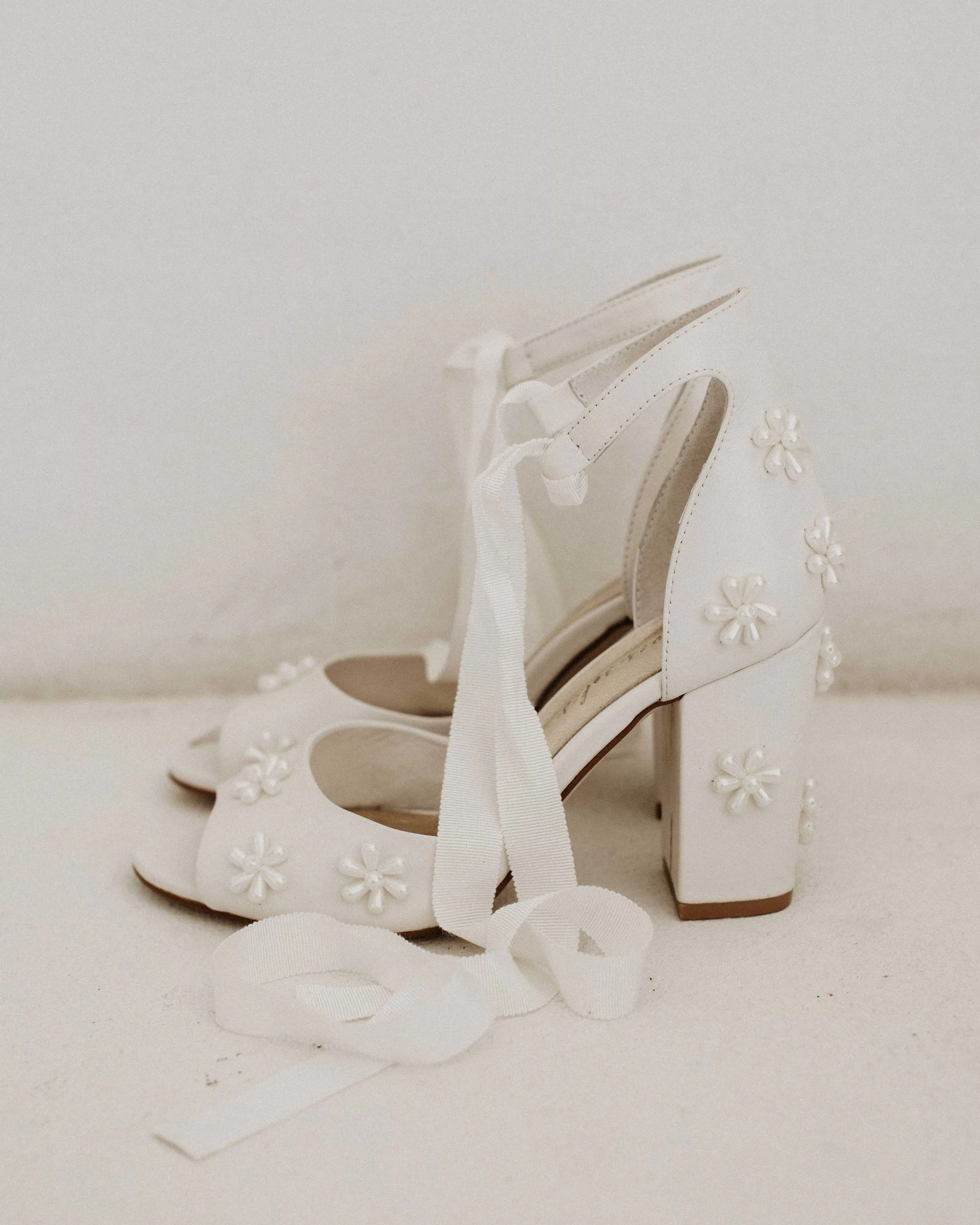 MELODY - IVORY LEATHER PEARL FLOWER BRIDAL SHOES