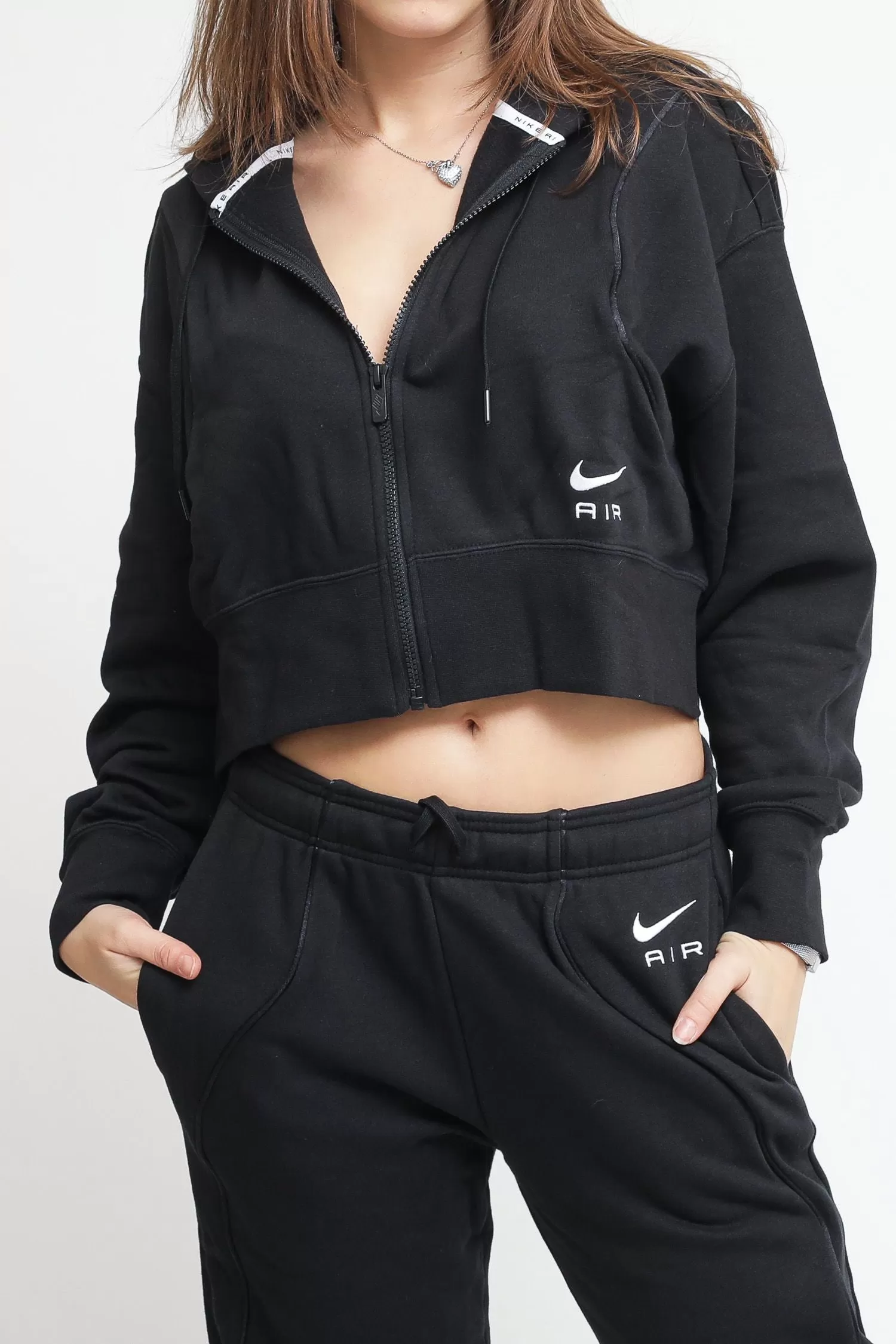 Nike Air Women's Fleece Full Zip Oversized Fit - Black