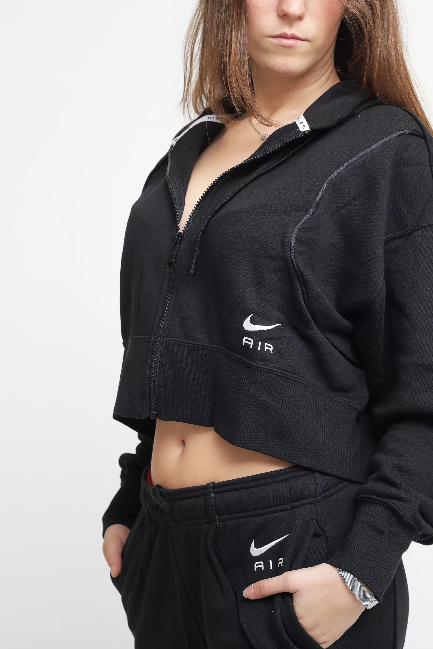 Nike Air Women's Fleece Full Zip Oversized Fit - Black