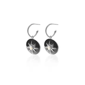 Noire / Hoops / Black Enamel   Silver