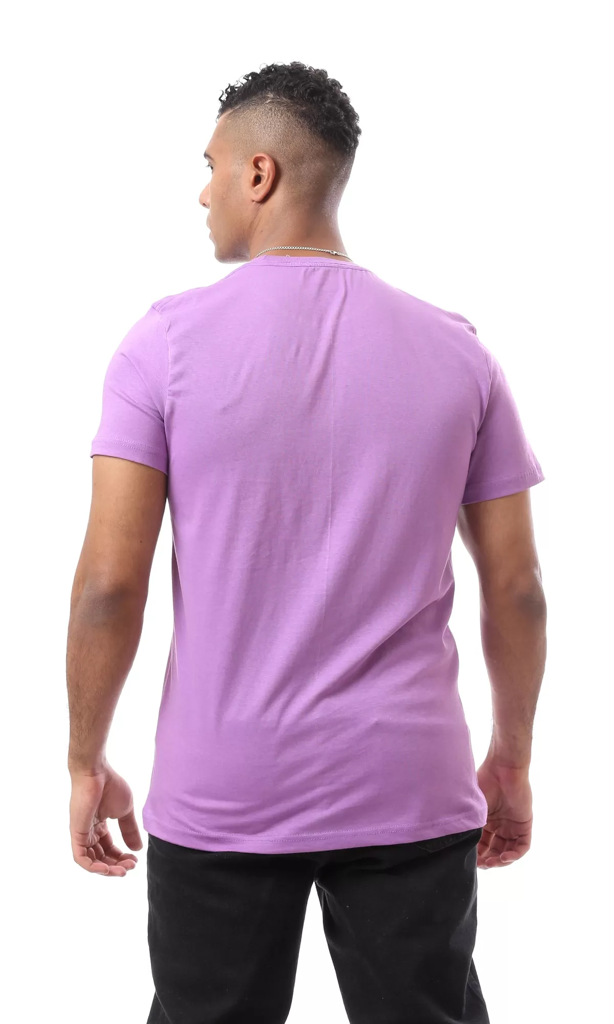 O164595 Heather Light Purple Short Sleeves Basic T-Shirt