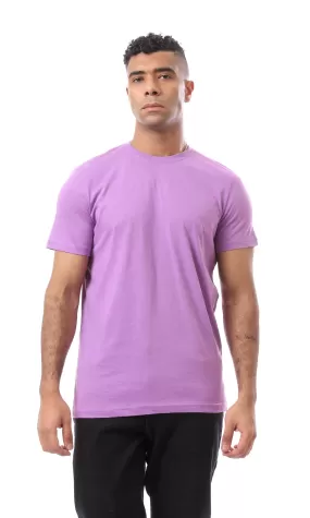 O164595 Heather Light Purple Short Sleeves Basic T-Shirt