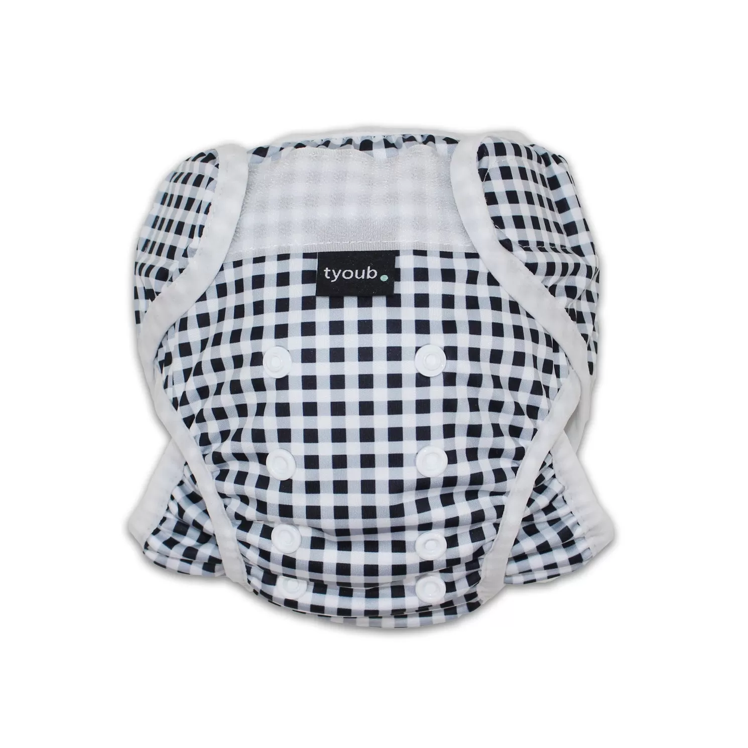 On The Go - Gift Set, Reusable Swim Nappy, Wet Bag and Baby Bib - Black Check