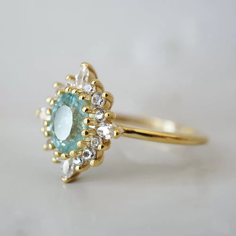 One Of A Kind: Oval Paraiba Tourmaline Mirage Diamond Ring in 14K and 18K Gold