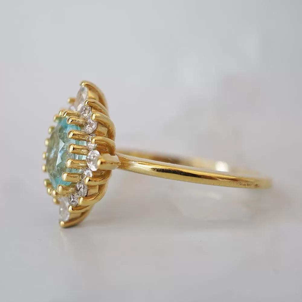 One Of A Kind: Oval Paraiba Tourmaline Mirage Diamond Ring in 14K and 18K Gold