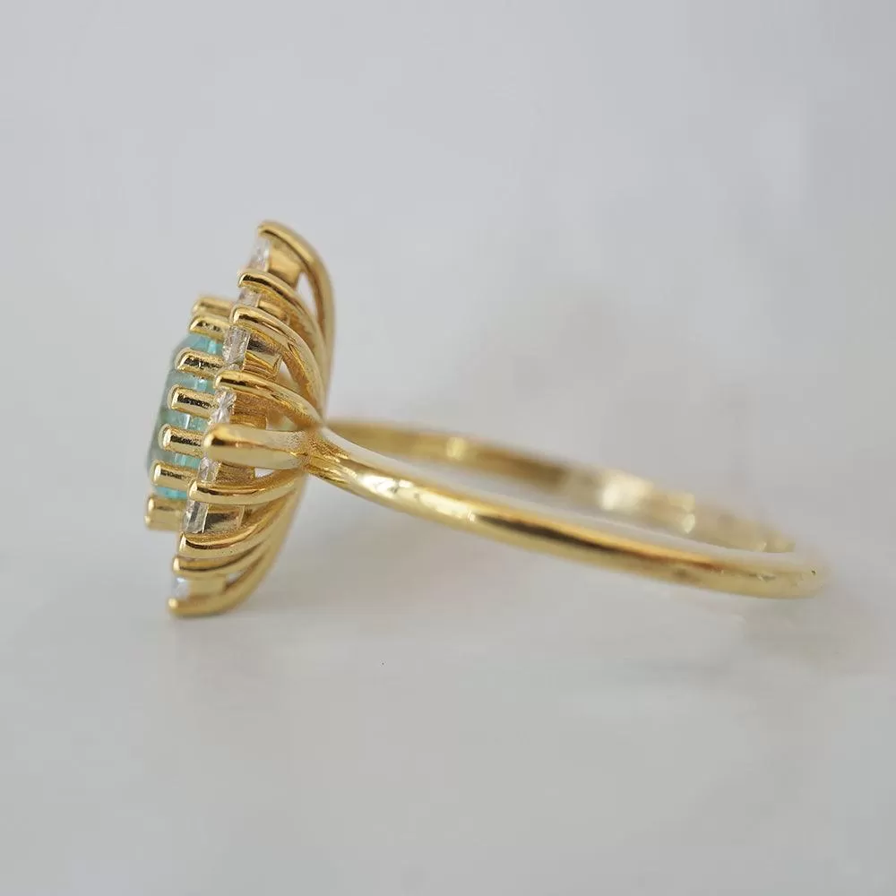 One Of A Kind: Oval Paraiba Tourmaline Mirage Diamond Ring in 14K and 18K Gold