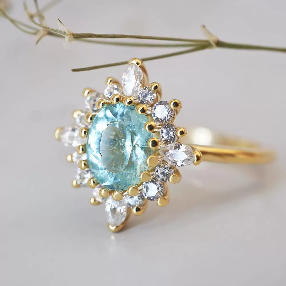 One Of A Kind: Oval Paraiba Tourmaline Mirage Diamond Ring in 14K and 18K Gold