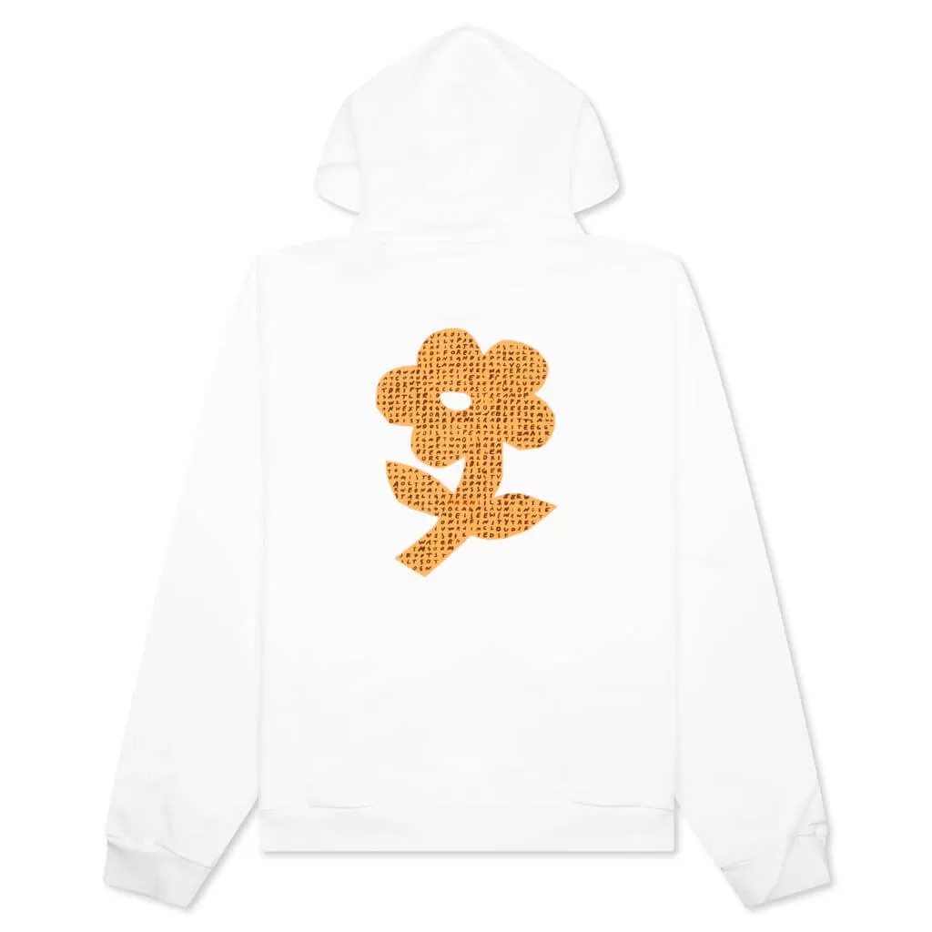 Organic Cotton Hoodies With Wordsearch Flower Print - Natural White