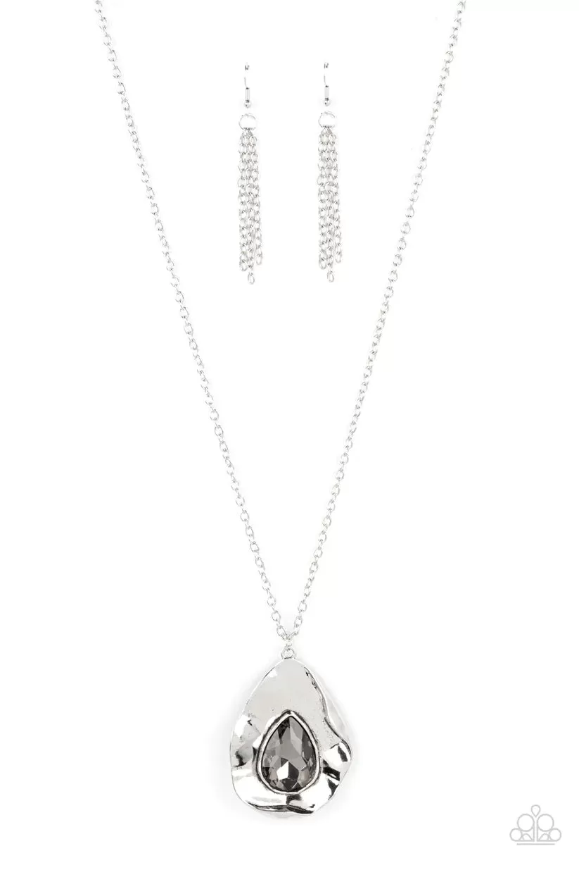 Paparazzi Surrealist Sparkle Silver Necklace & Earring Set