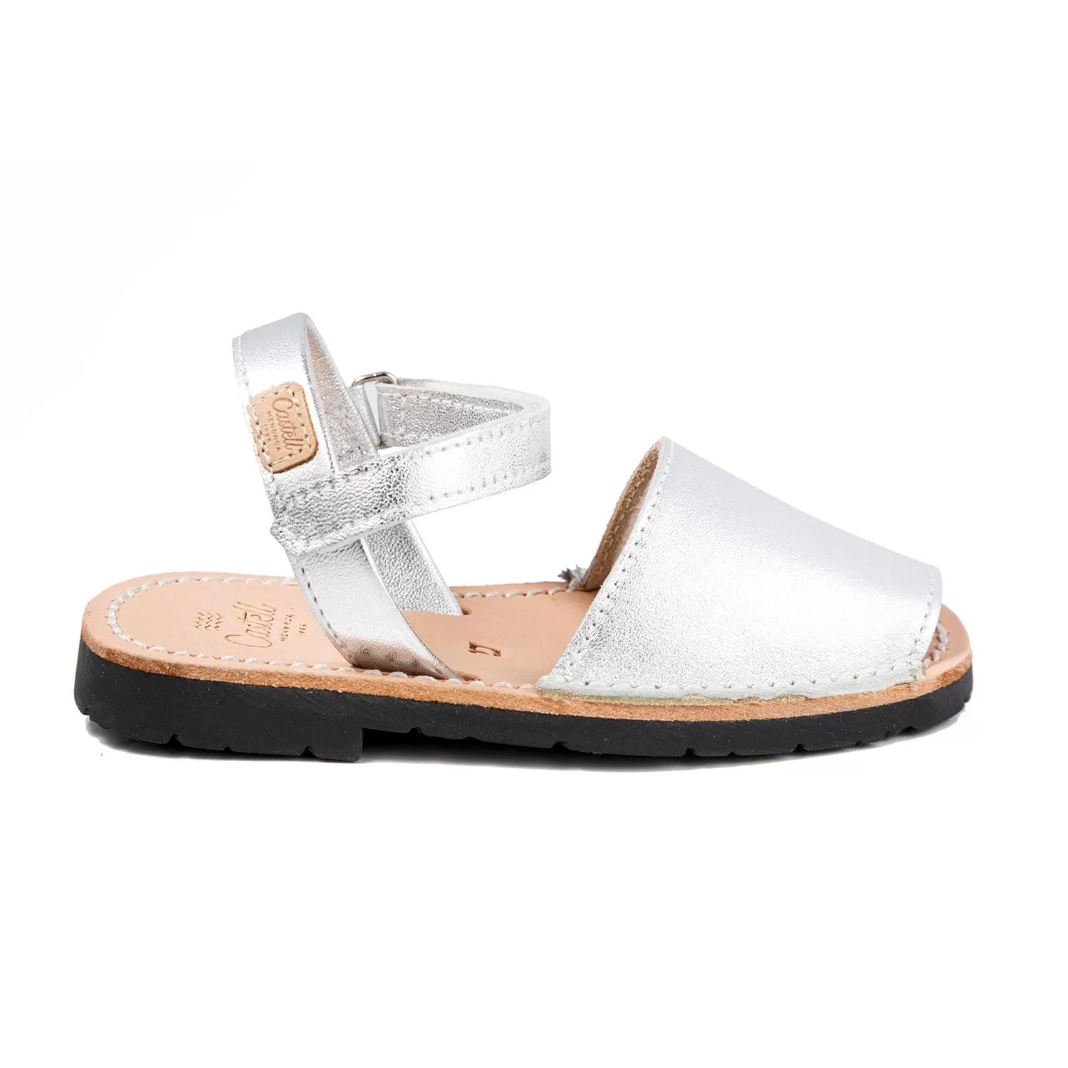 Plain Leather Menorcan Sandal For Kids - Iker 1002 Metallic