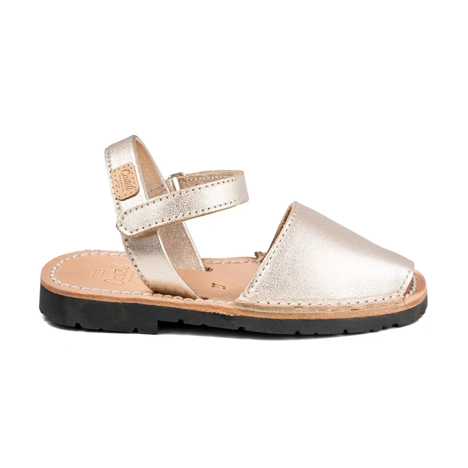 Plain Leather Menorcan Sandal For Kids - Iker 1002 Metallic