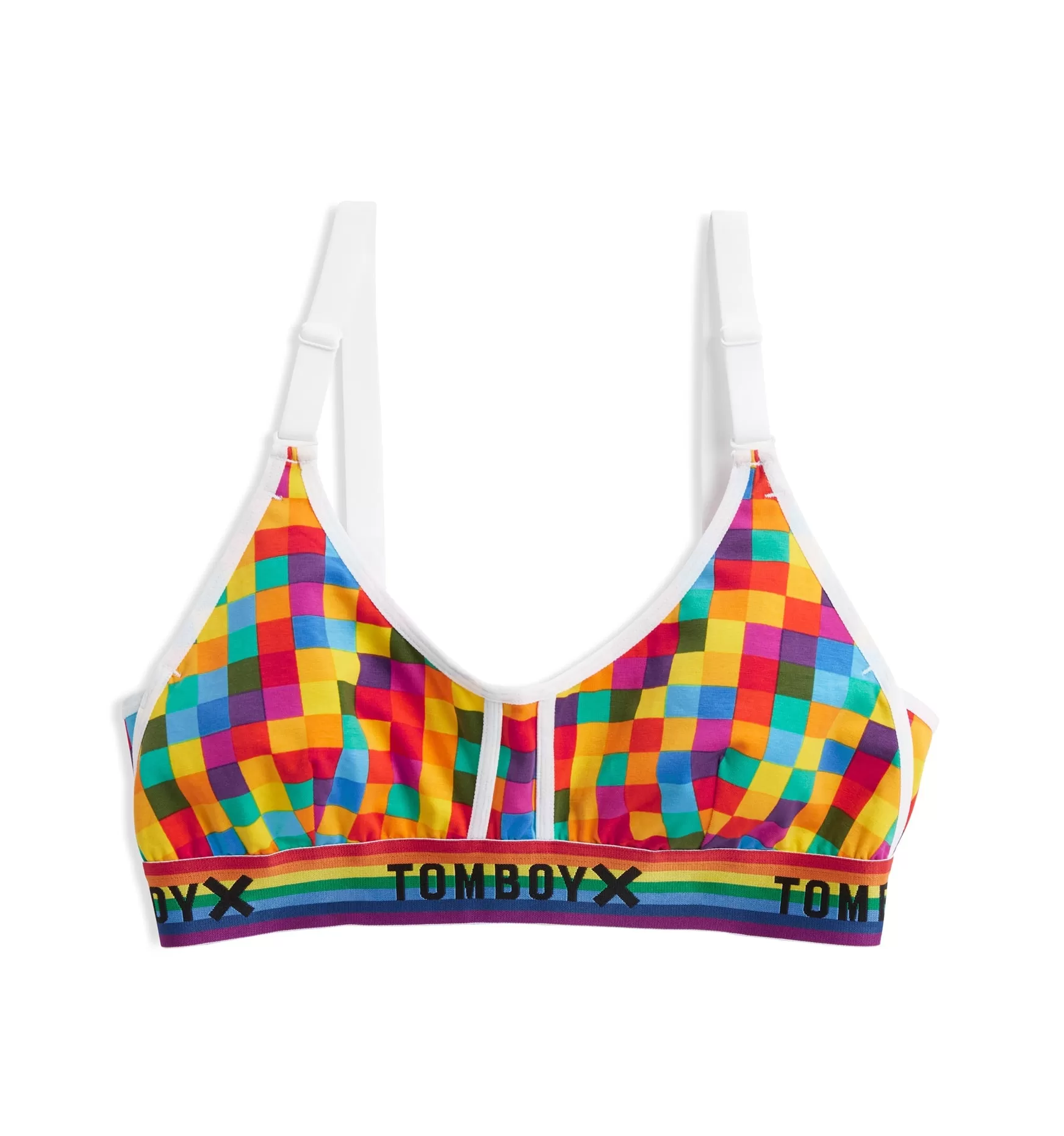 Prism Scoop Bralette LC - Rainbow Squared Print