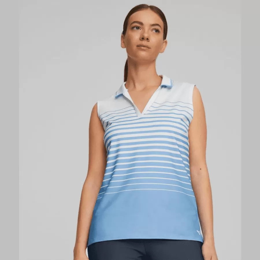 Puma Ladies MATTR Sleeveless Stripe Golf Polo