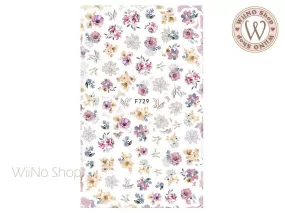 Purple Flower Adhesive Nail Art Sticker - 1 pc (F729)