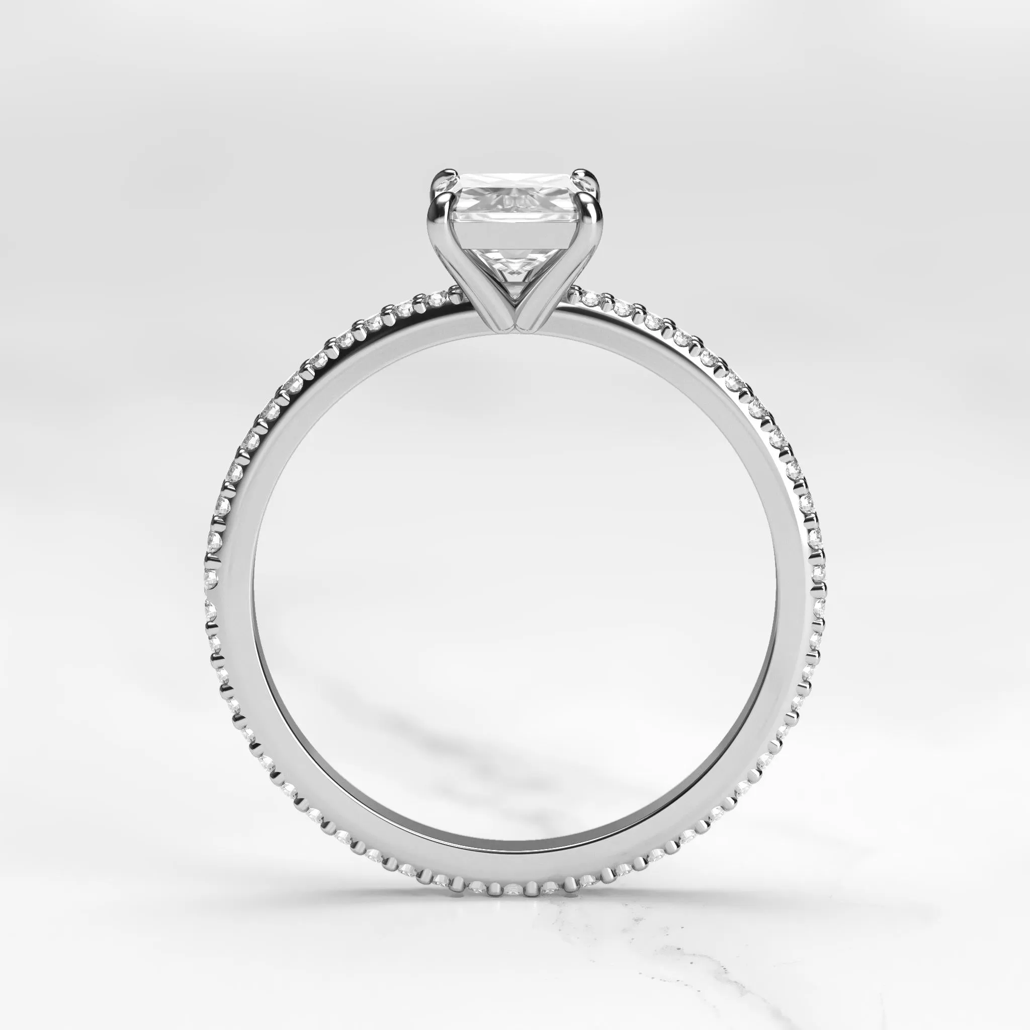 Radiant Half Pave Tapered Diamond Ring