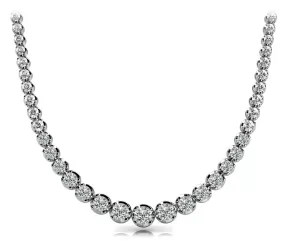 RAIN 15 Carat Diamond Rivera Graduated Necklace in 14K White Gold Low Base Basket 4 Prong F Color VS1 Clarity BY MIKE NEKTA