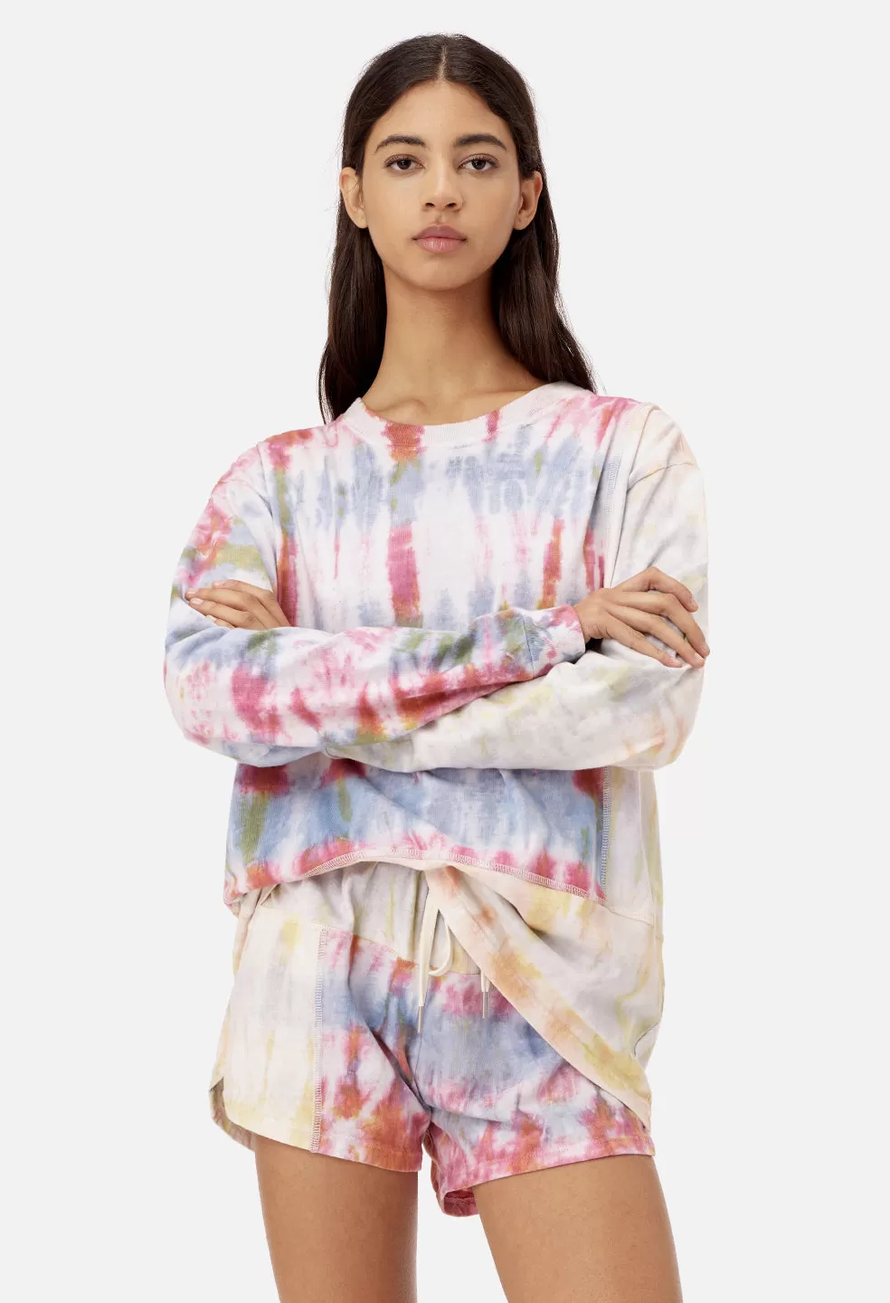 Reconstructed LS Tie Dye Tee / Pink Multi