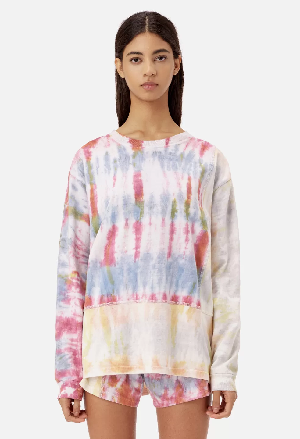 Reconstructed LS Tie Dye Tee / Pink Multi