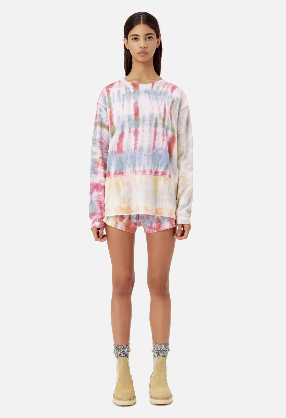 Reconstructed LS Tie Dye Tee / Pink Multi