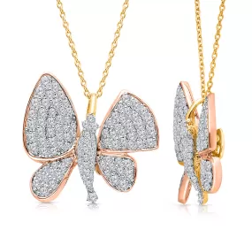 Rose Gold & White Diamond Butterfly Pendant