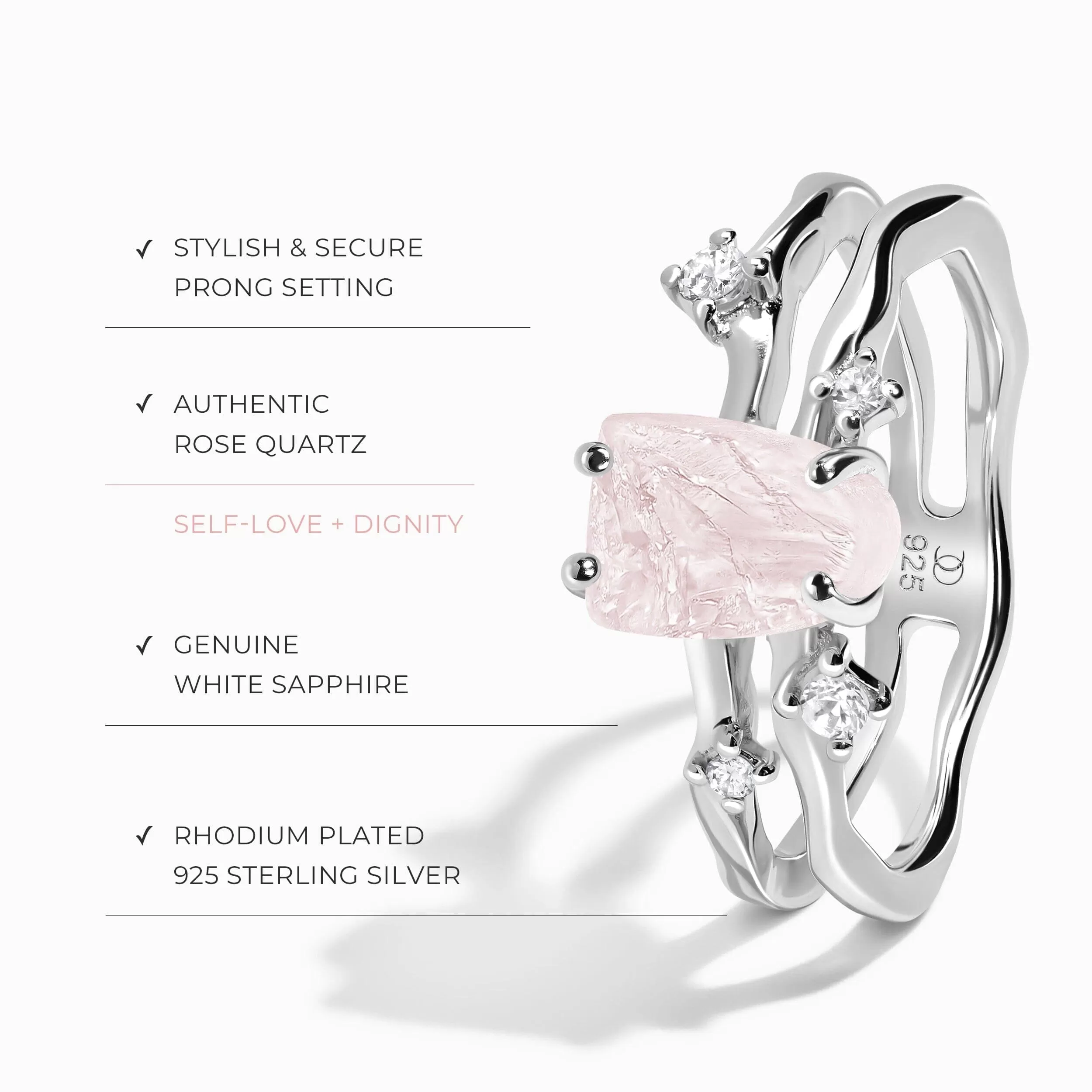 Rose Quartz Flow Ring & Stardust Band