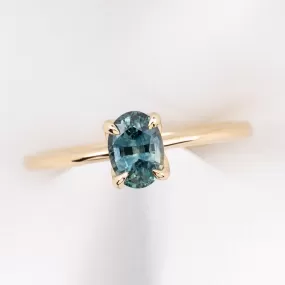 Sara Ring 0.85ct Blue Green Montana Sapphire, 14k Yellow Gold (One of a kind)