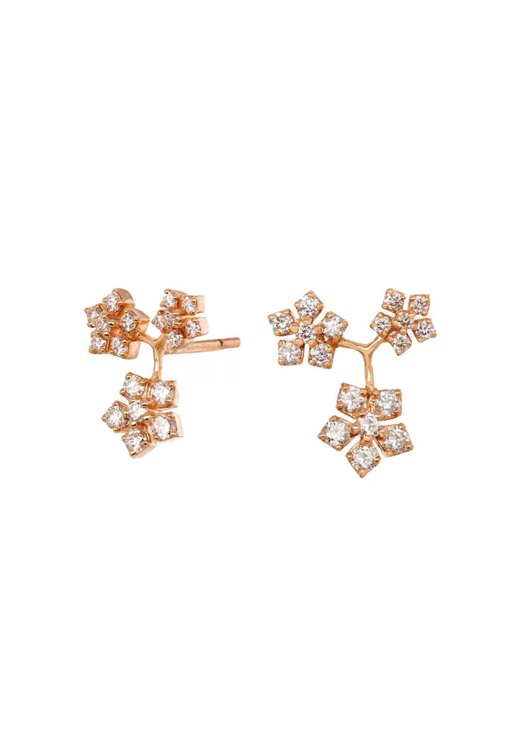 Sethi Couture Enchanted Garden 18KRG Triple Flower Diamond Earrings