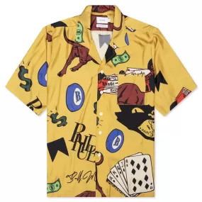 Silk Doodle S/S Button Up - Mustard