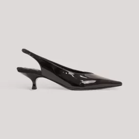 SILVANA | Black Vegan Patent - Kitten Heel Pump