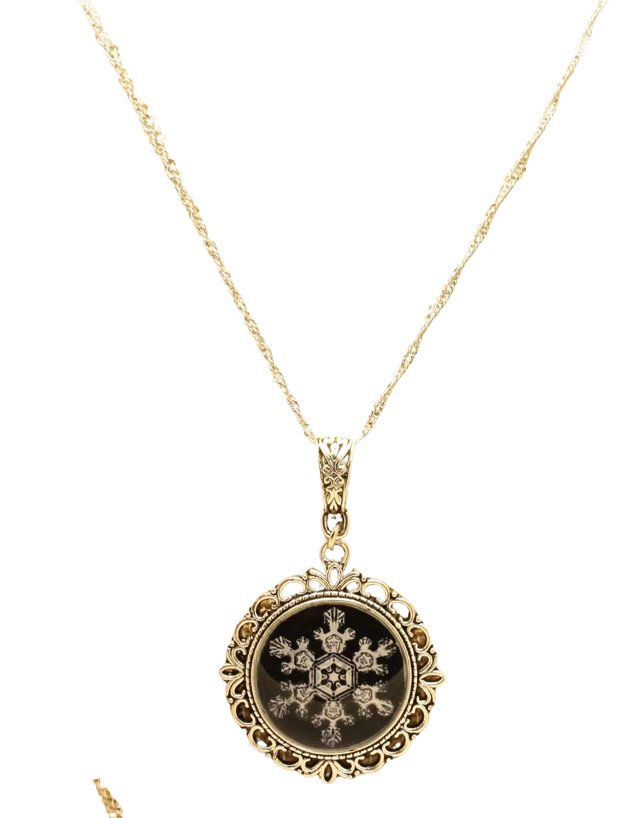 Silver Snowflake Pendant Necklace with Real Snowflake Image