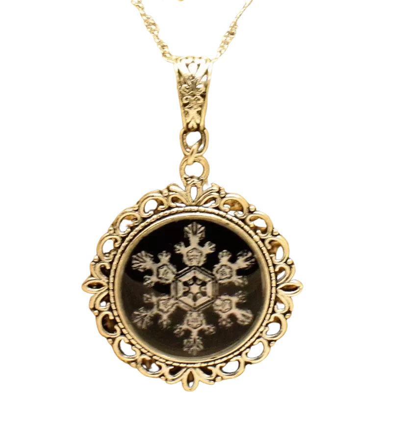 Silver Snowflake Pendant Necklace with Real Snowflake Image