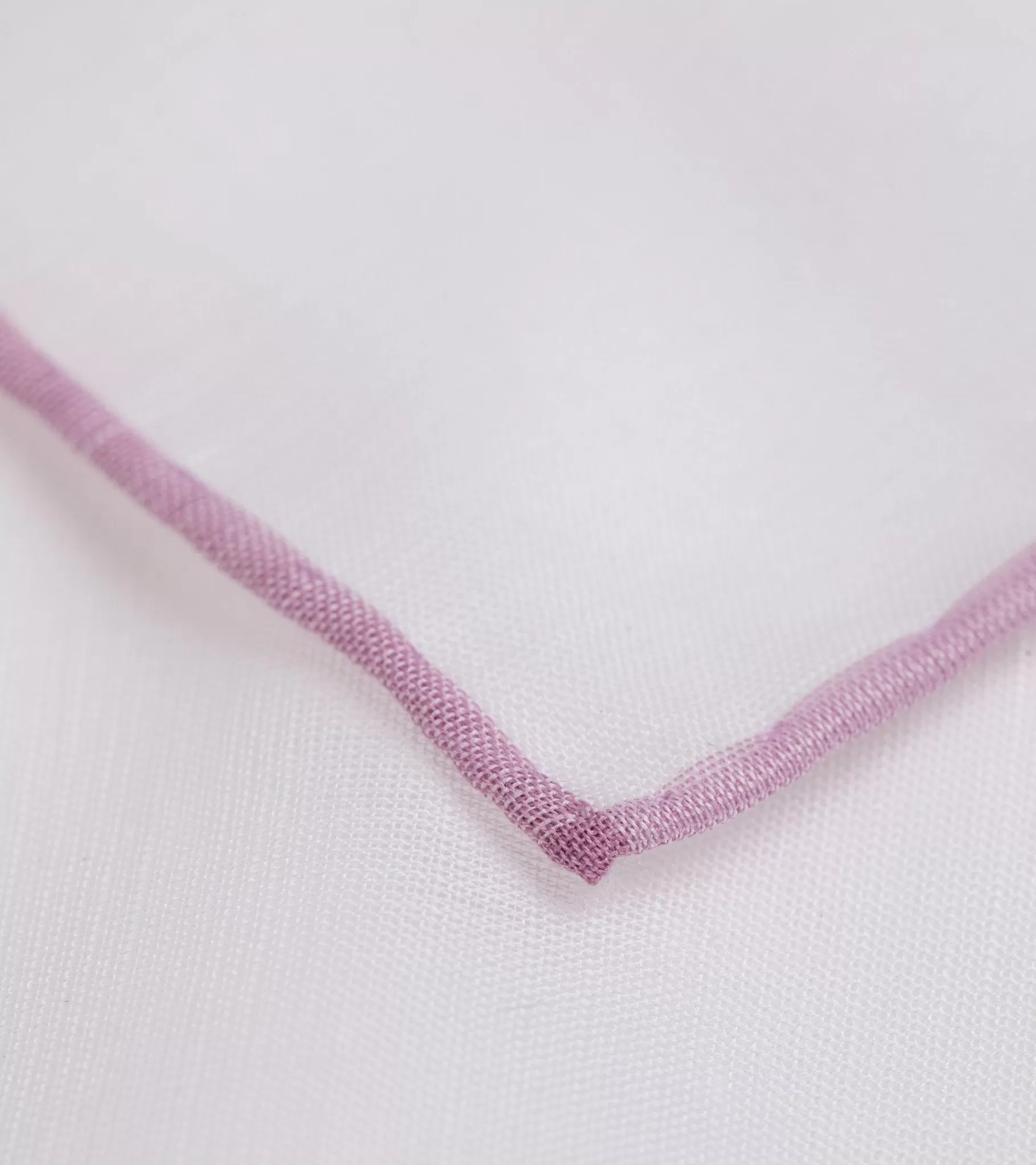 Simonnot-Godard Piped Pocket Square: White/Pink