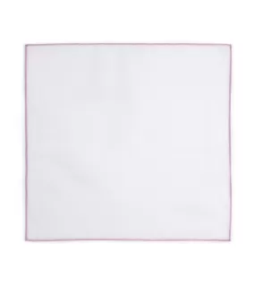 Simonnot-Godard Piped Pocket Square: White/Pink