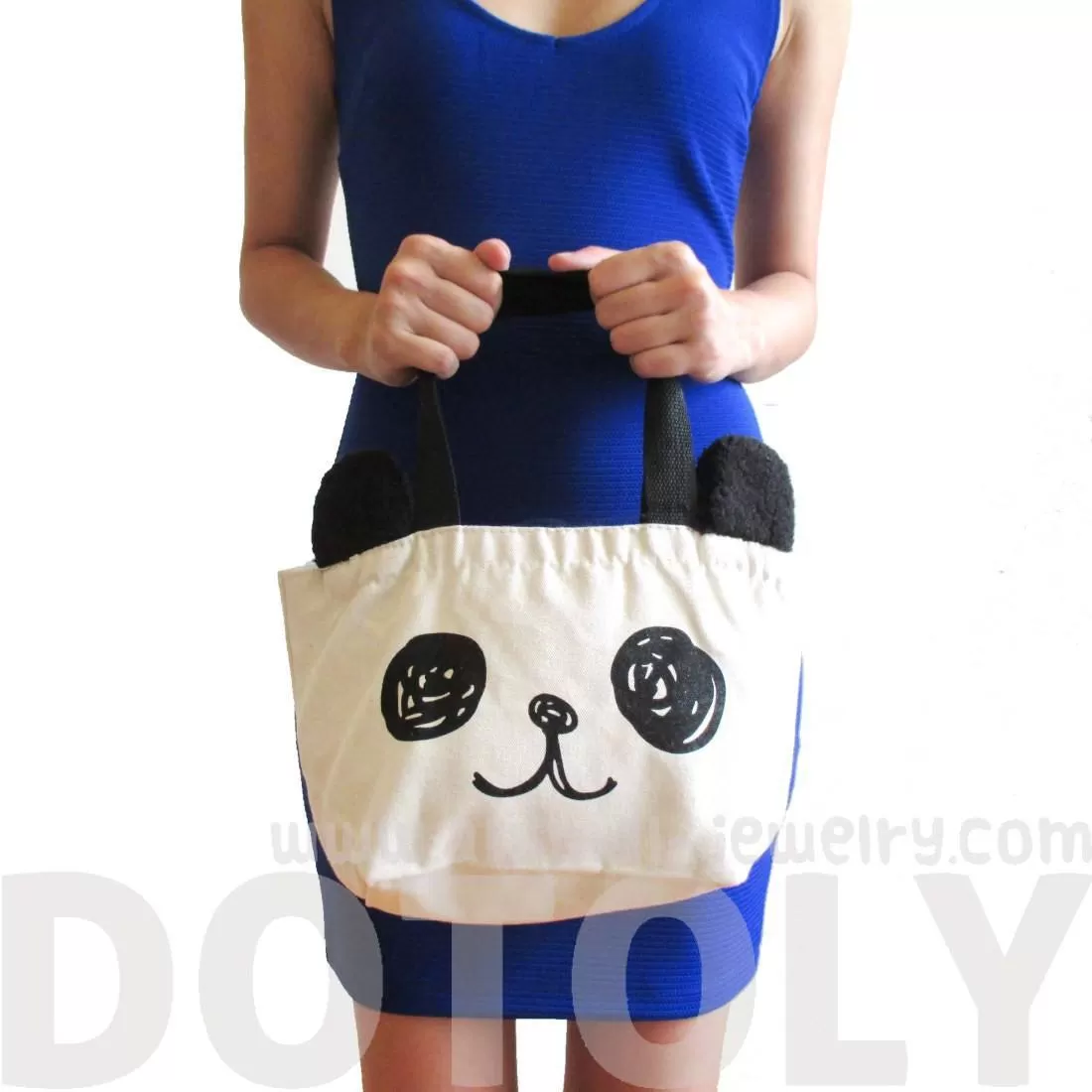 Small Panda Bear Face Shaped Fabric Lunch Tote Bag | DOTOLY