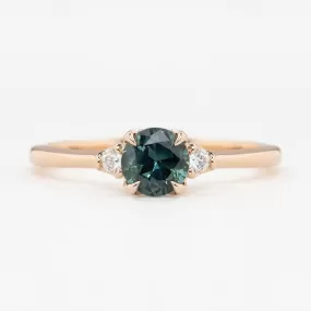 Sofia Ring 0.71ct Blue Green Queensland Sapphire, 14k Rose Gold (One of a kind)