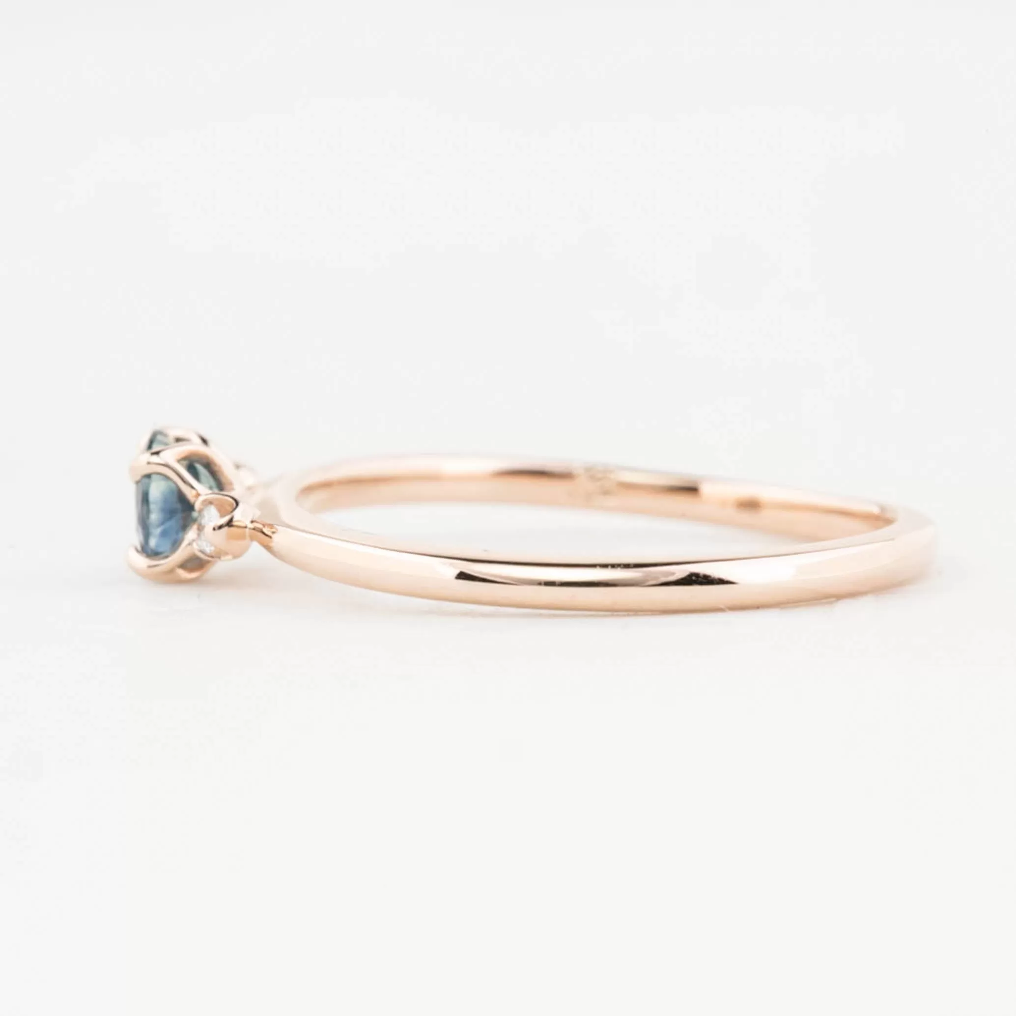 Sofia Ring 4mm 0.30ct Blue Round Montana Sapphire, 14K Rose Gold