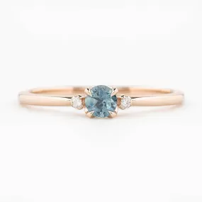 Sofia Ring 4mm 0.30ct Blue Round Montana Sapphire, 14K Rose Gold