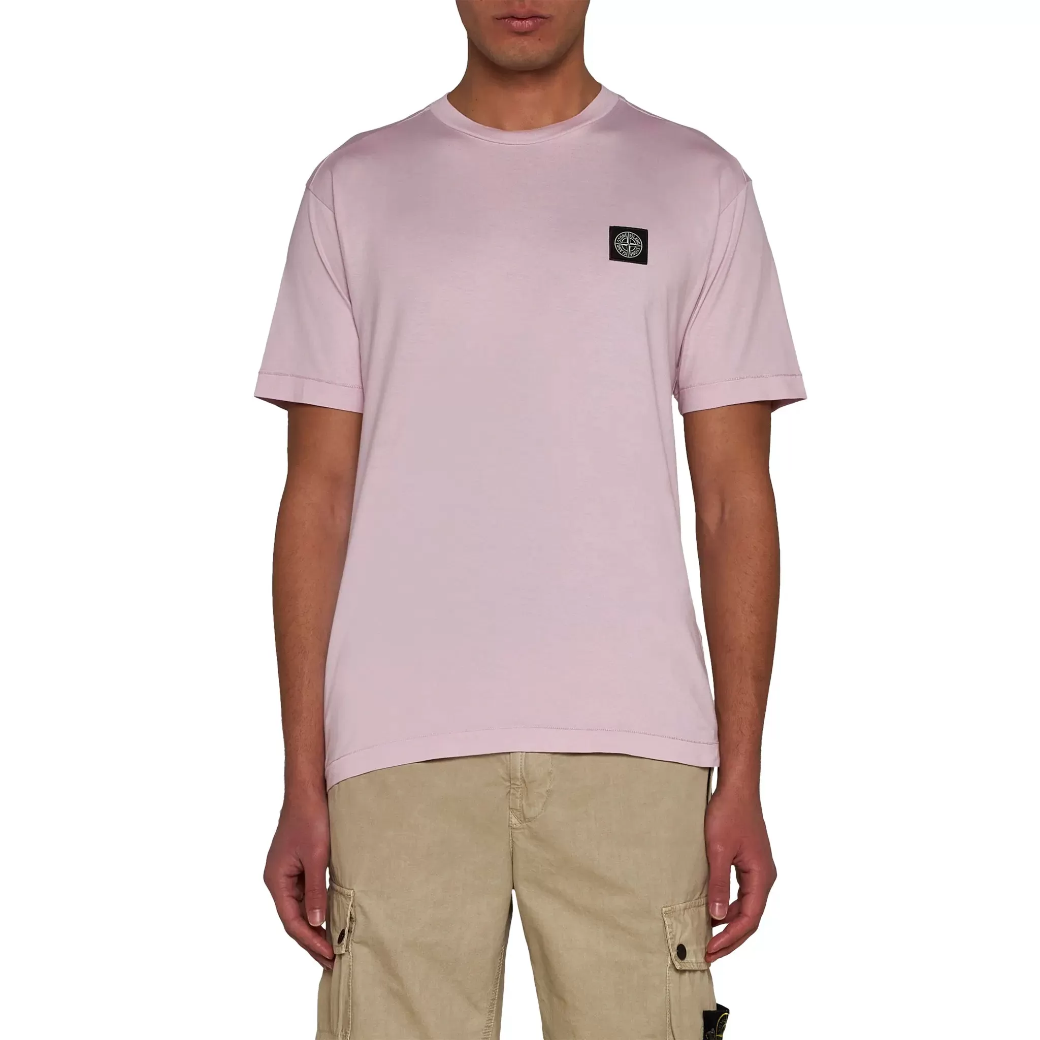 Stone Island Patch Logo Pink T Shirt