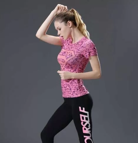 Supergirl 'Pink Onyx' Compression Short Sleeve Rash Guard