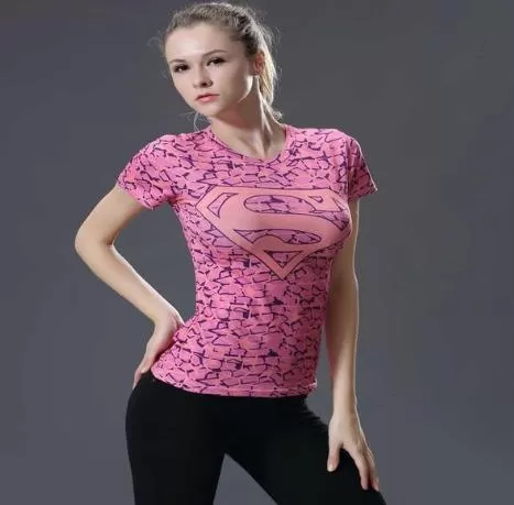 Supergirl 'Pink Onyx' Compression Short Sleeve Rash Guard