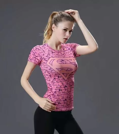 Supergirl 'Pink Onyx' Compression Short Sleeve Rash Guard