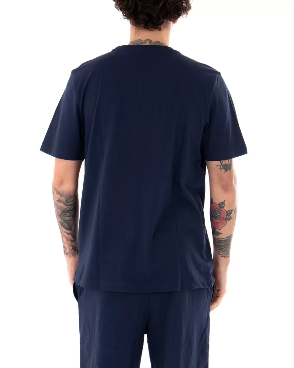 T-shirt Uomo Kappa Logo Zobi Casual Girocollo Basic Blu GIOSAL