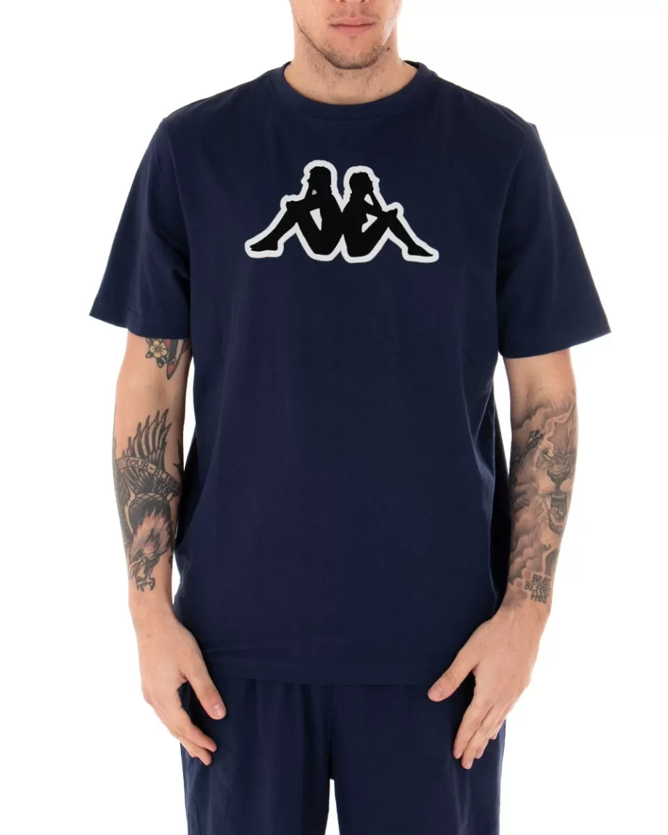 T-shirt Uomo Kappa Logo Zobi Casual Girocollo Basic Blu GIOSAL