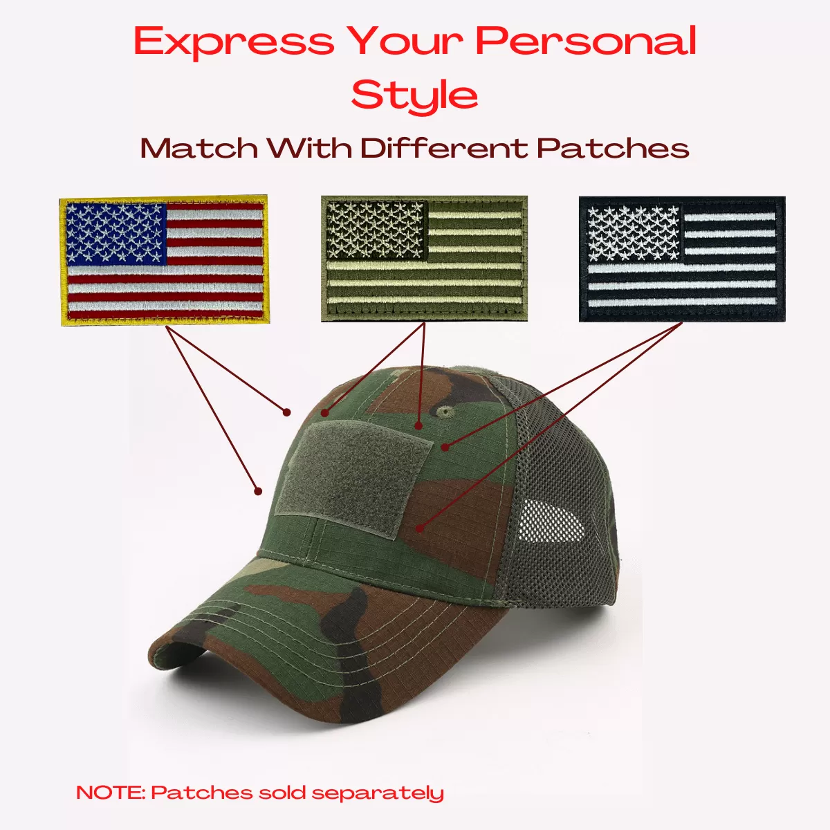 Tactical-Style Patch Hat With Adjustable Strap