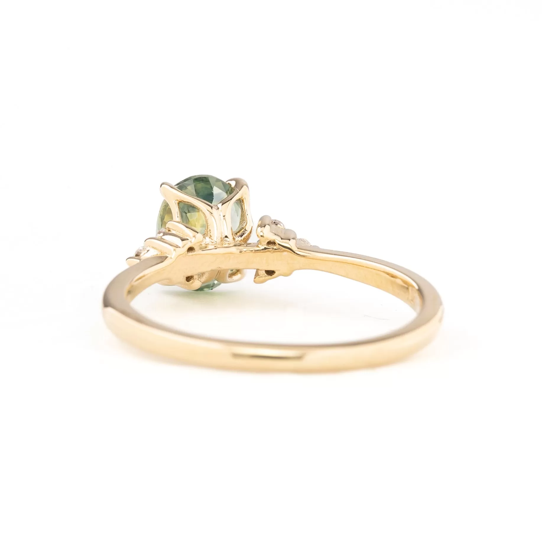 Teresa Ring 1.62ct Light Blue Green Montana Sapphire, 14k Yellow Gold (One of a kind)