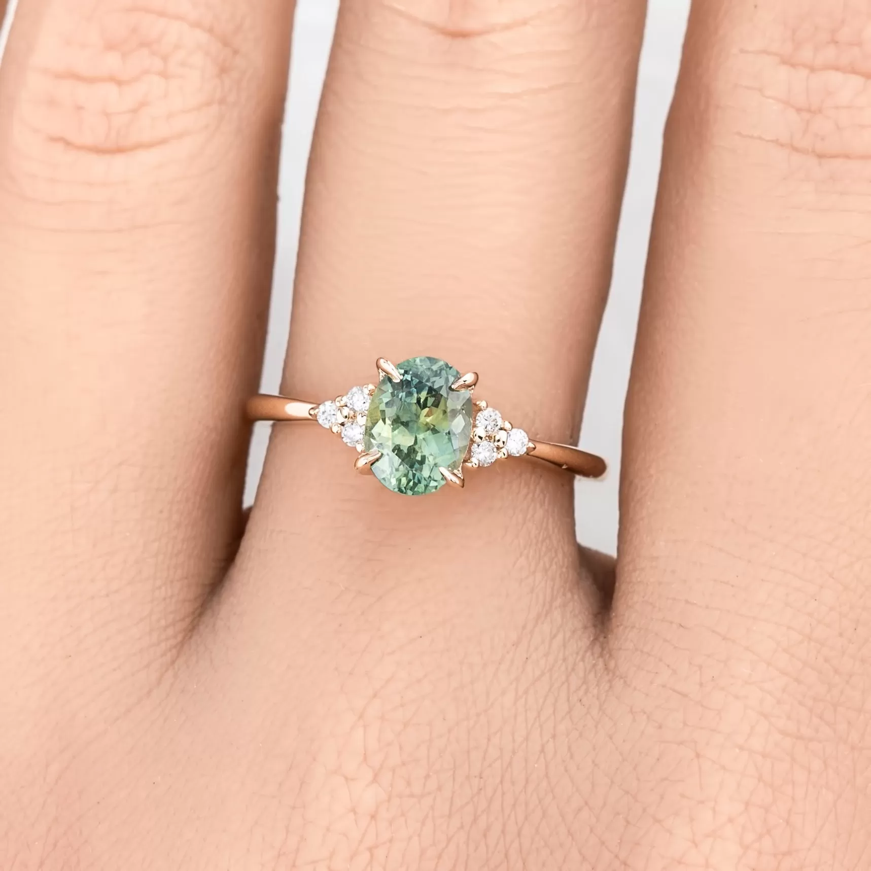 Teresa Ring 1.62ct Light Blue Green Montana Sapphire, 14k Yellow Gold (One of a kind)